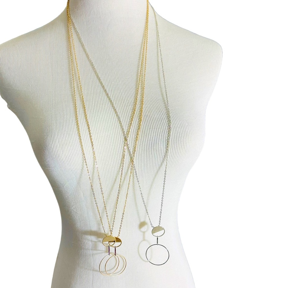 Marlyn Schiff Minimalist Long Necklace Czs Choice of‎ Gold Or Silver